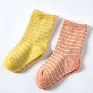 Wholesale Thin Cotton Baby Sports Socks Natural Plant Dye Striped Contrasting Design Casual Style for Autumn Season
