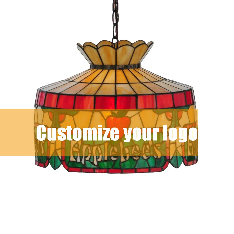 Витражные люстры Tiffany 16 ''Applebee's, ресторан, лампа, домашняя Потолочная люстра, роскошный круглый подвесной светильник