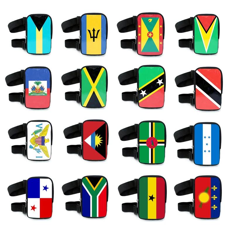 Factory Custom PU Leather Country Flag Thigh Bag for Carnival Outdoor Waterproof Leg Bag Waist Bag