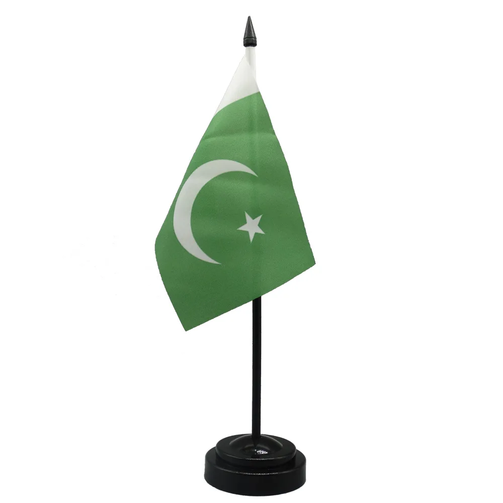 Pakistan Table Flags Stick Small Office Pakistani Desk Flag on Stand with Stand Base