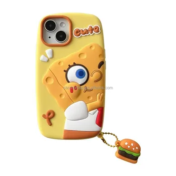 NEW 3D Silicone Spon Bob Cell Phone Case for Apple iPhone 16 15 14 13 12 11 Pro Max Cartoon Shell Cover Case