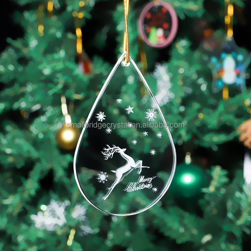 Xmas Tree Decoration Crystal Pendants Shinning Crystals personalized Glass Pendant supplier