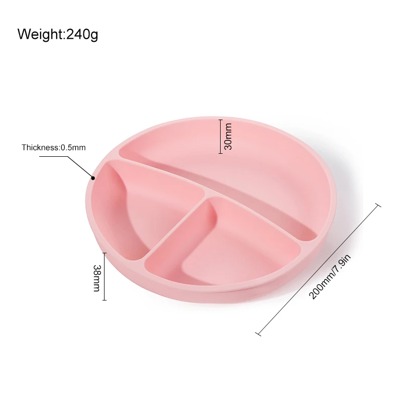 Custom logo Divided Unbreakable Microwave Dishwasher Friendly Toddlers Dishes Non Slip Silicone Baby Suction Plates manufacture