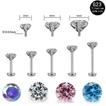 G23 titanium steel 16G internal thread lip nail round zircon F136Titanium fashion earrings body piercing jewelry wholesale