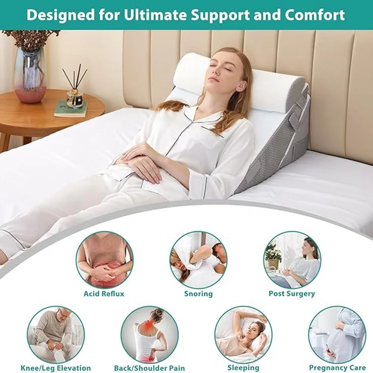 Sleeping Wedge Pillow Adjustable Memory Foam Incline Pillow for After Surgery Acid Reflux and Snoring Triangle Wedge Pillows