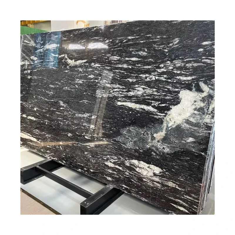 Natural Luxury Black Granite Slabs With White Veins for Countertop and Wall Cladding Black Quartziter Slabs