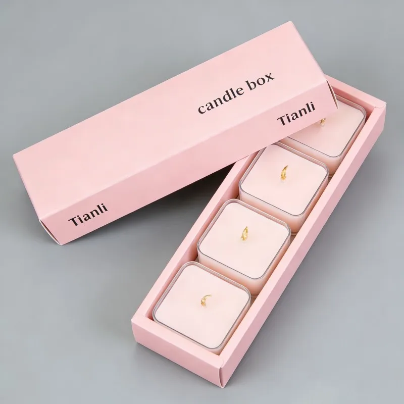 Vendita all’ingrosso di scatole regalo vuote di lusso con stampa digitale personalizzata per candele profumate, confezione per vasetti di candele, scatola per set da 4 candele