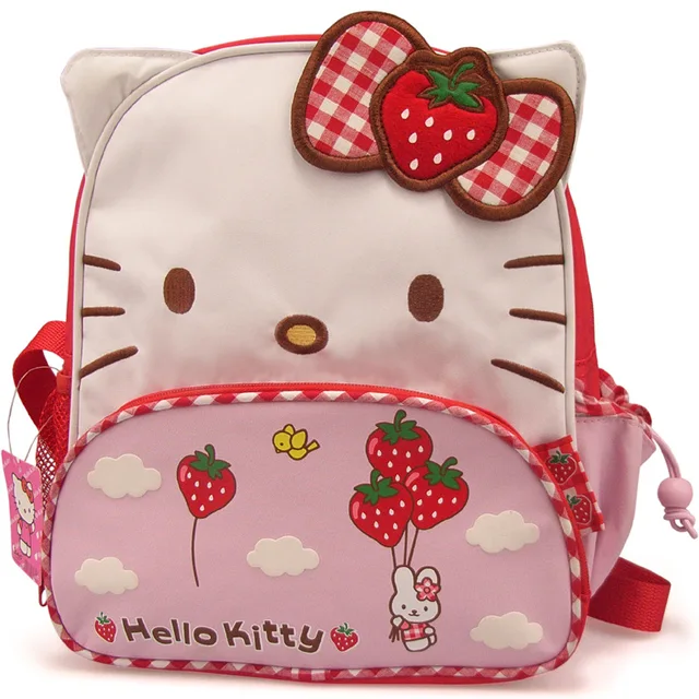 Cute cartoon kindergarten backpack wholesale strawberry bow cat backpack thickened Oxford cloth girl backpack