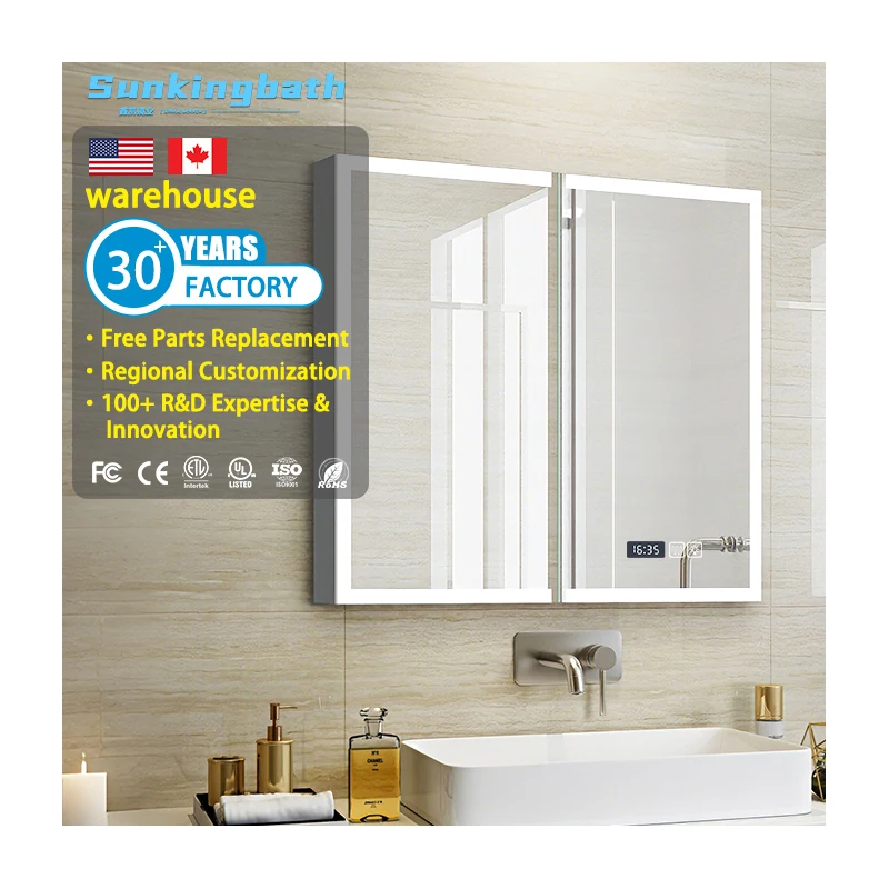 Led Smart Cabinet Mirror Anti-Fog Led Bathroom Mirror Cabinet Medicine Cabinet with Mirror for Bathroom