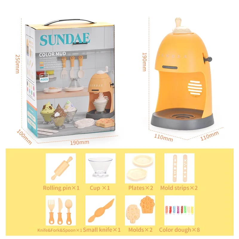 ITTL Diy Ice Cream Set Toys Play Dough Machine Non Toxic and Repeated Playing Color Dough