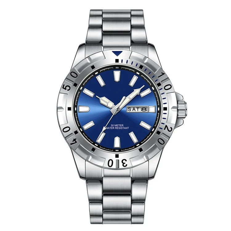Ultra High Quality Men's Quartz Watch with Date Stainless Steel Strap and Customizable logo