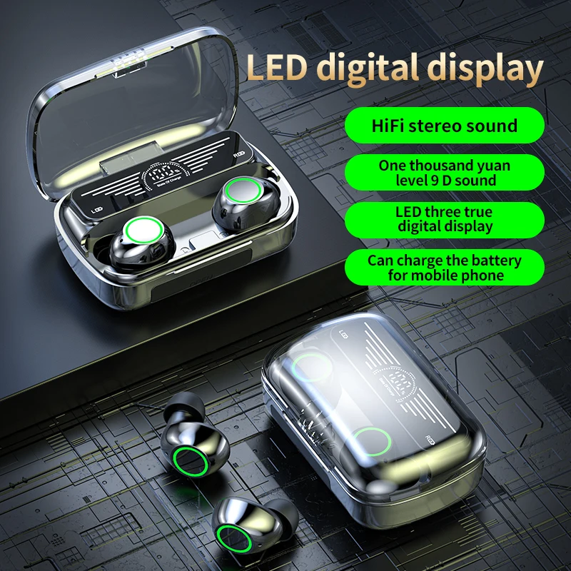 BQ10 TWS Headphone Tanpa Kabel, Earphone Olahraga Gaming Mic Kontrol Sentuh  Headset Bluetooth Tampilan LED Earbud Nirkabel