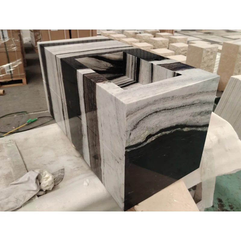 SH STONE Customized Modern Design Natural White Black Marble Single Sink Wash Basin Cabinet for Villa Bathroom Decoration
