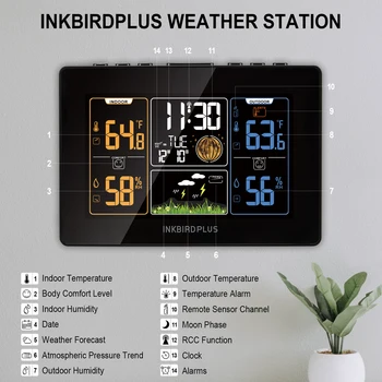 Weather Station Multiple Sensors, with 3 Outdoor Thermometer Wireless;  Indoor Outdoor Temperature and Humidity Data, Time & Perpetual Calendar ;