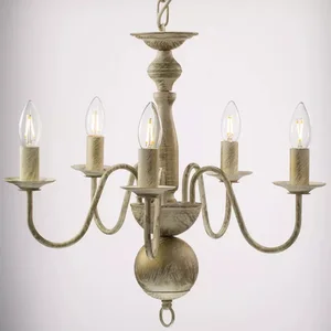 Designer Modern Industrial Farmhouse 5-Light Kitchen Island Lighting Fixture Dining Room White Chandelier Pendant Light