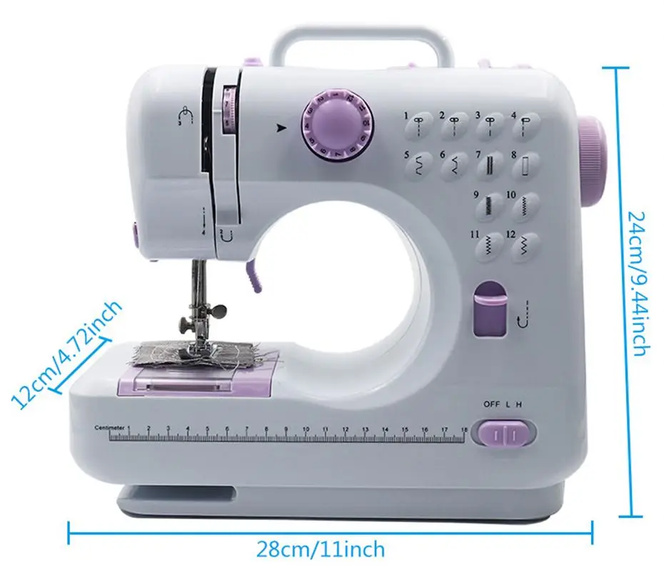 Macchina Da Cucire Elettrica Dekaim 505A | 12 Punti, Doppio Filo, 220V | Ideale Per Principianti, Colore Rosa