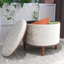 Living Room Elegant Tufted Round Footstool Lounge Chair Ottoman Stool