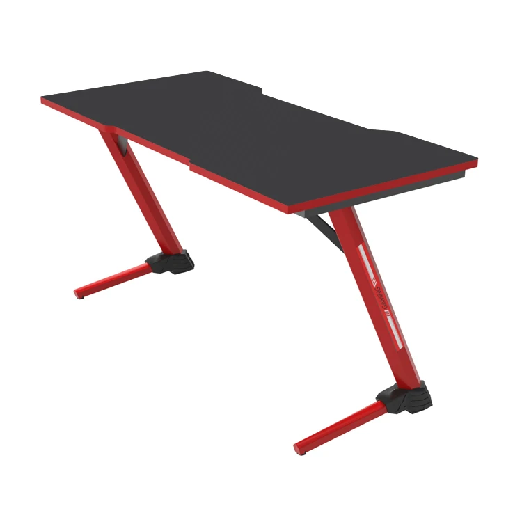 Mesa de juegos E-sport de sobremesa negra con patas de metal rojo al por mayor