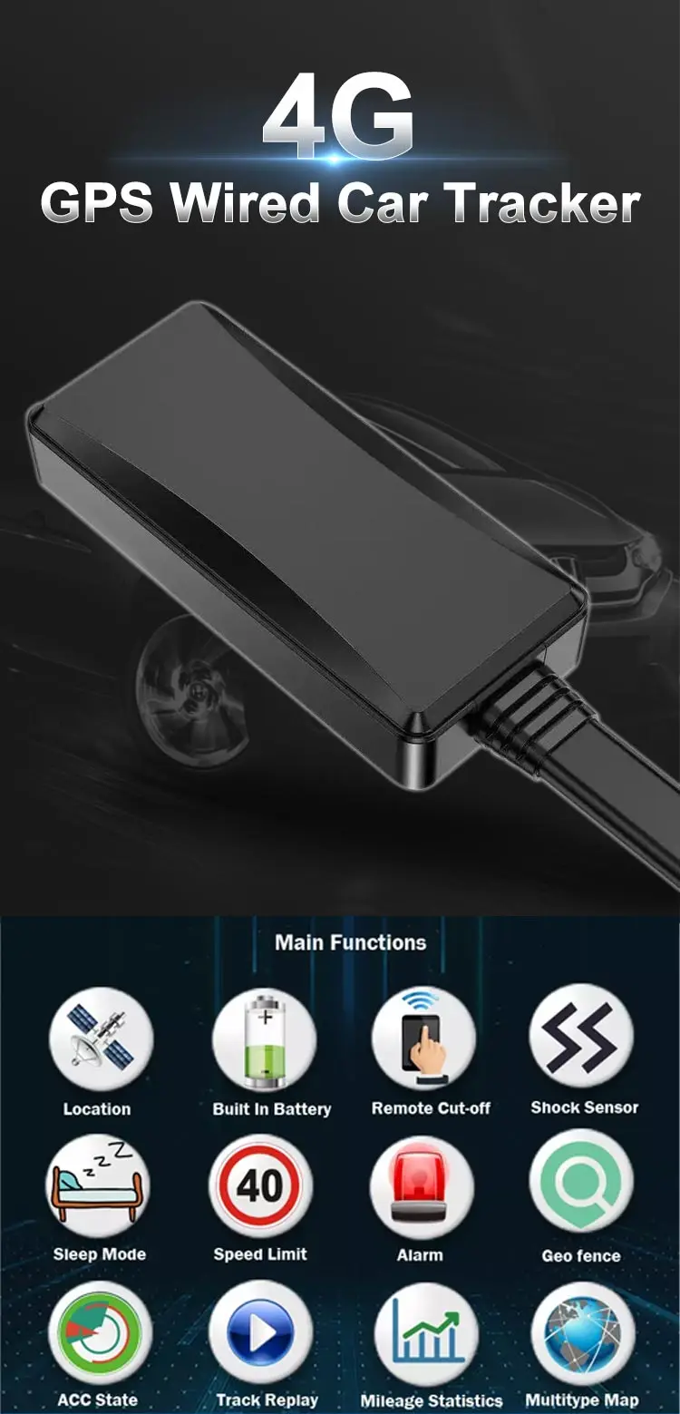 4g Antitheft Gps Tracker Waterproof Oil Cut Off Power Off Area Fence