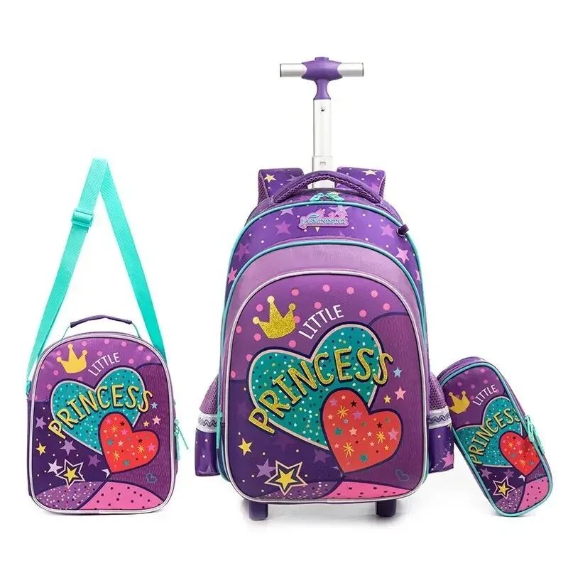 EVA Hard Shell 3pcs Sets Trolley Kids School Bag With Lunch Box and Water Bottle Bagpack School Bag for Teenager Girls
