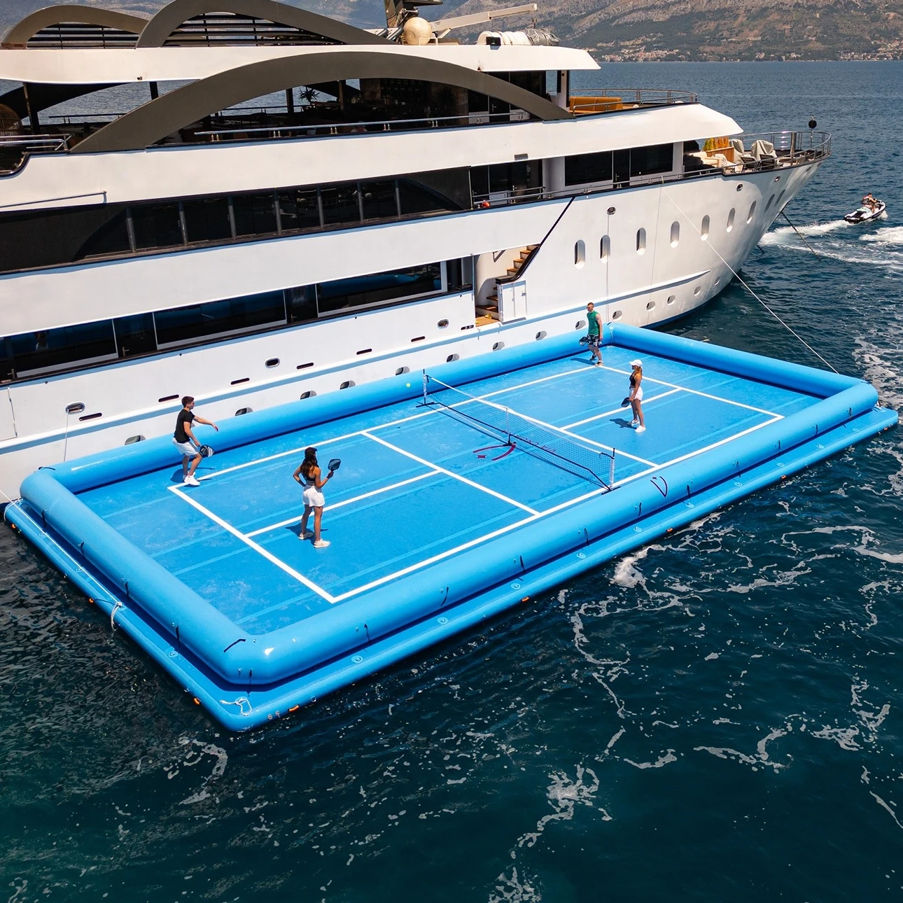 Terrain De Volley Gonflable Aquatique SUPER VOLLEY 30 – Trampoline D'Eau Pour Bateau/Yacht