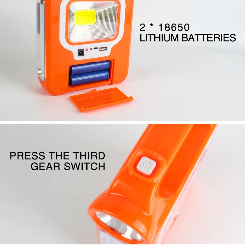 Solar Rechargeable 3 Speed Light Adjustable Mobile Power Bank Usb Charge Solar Camping Lamp