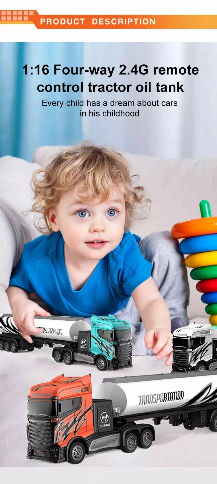 1:16 RC Truck 2.4G Trailer Toys RC Remote Control Car  Radio Control Truck Kids Rc Car Toys for Sale