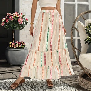Autumn New Women's Fashion Casual Drawstring High Waist Ladies Countryside Style Long Half Skirt