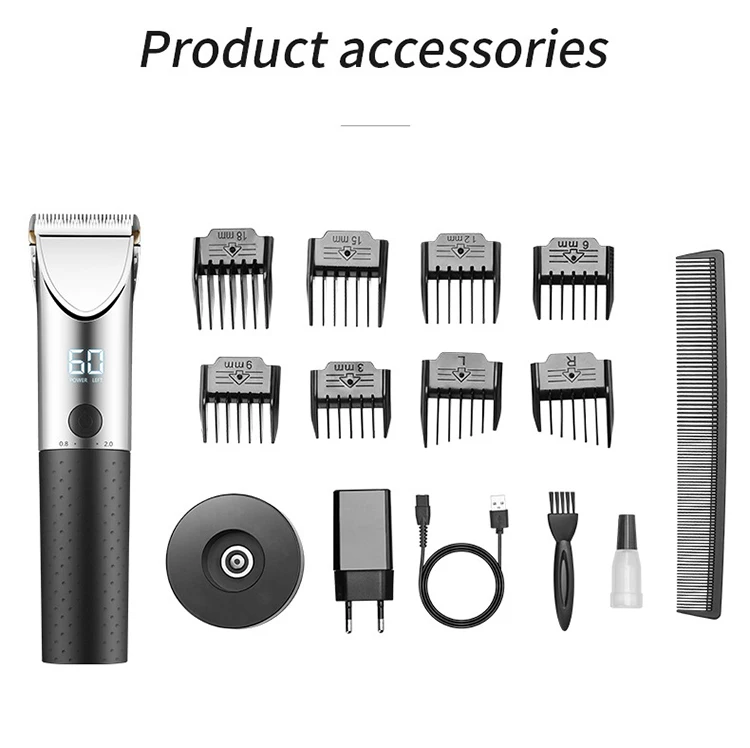 Professional Hair Clippers Lcd Cordless Hair Trimmer For Men Hair Cutter Machine