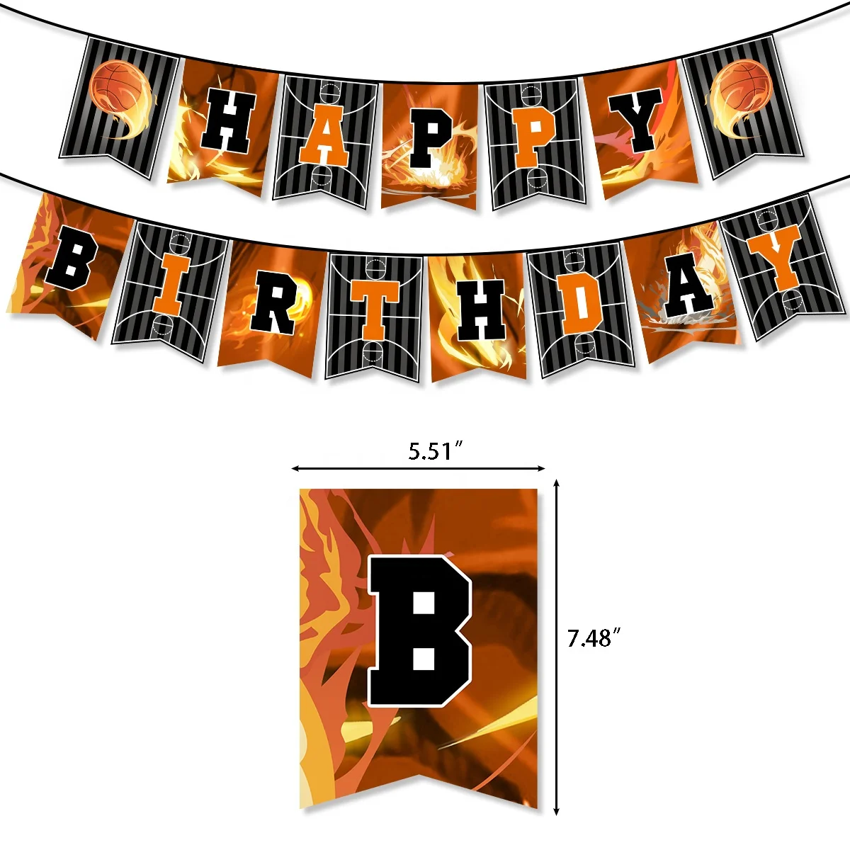 Nice Basketball Birthday Theme Party Decoration Sports Boy Happy Birthday Pull Flag Latex Balloon Set Arrangement Supplies
