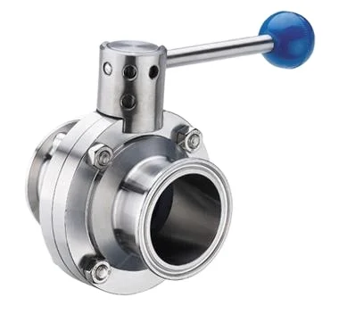 Санитарный клапан-бабочка из нержавеющей стали с наружным зажимом и резьбой