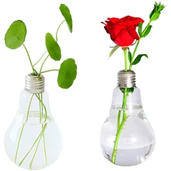 Light Bulb Transparent Glass Vase Fashion Hydroponic Flower Vase Home Wedding Decoration
