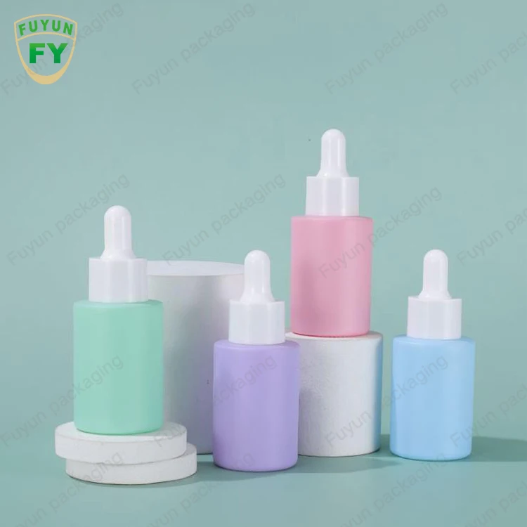 
Fuyun Wholesale Custom Skin Care Serum Bottle 30ml Pink Blue Purple Colored Essential Oil Dropper Bottles 