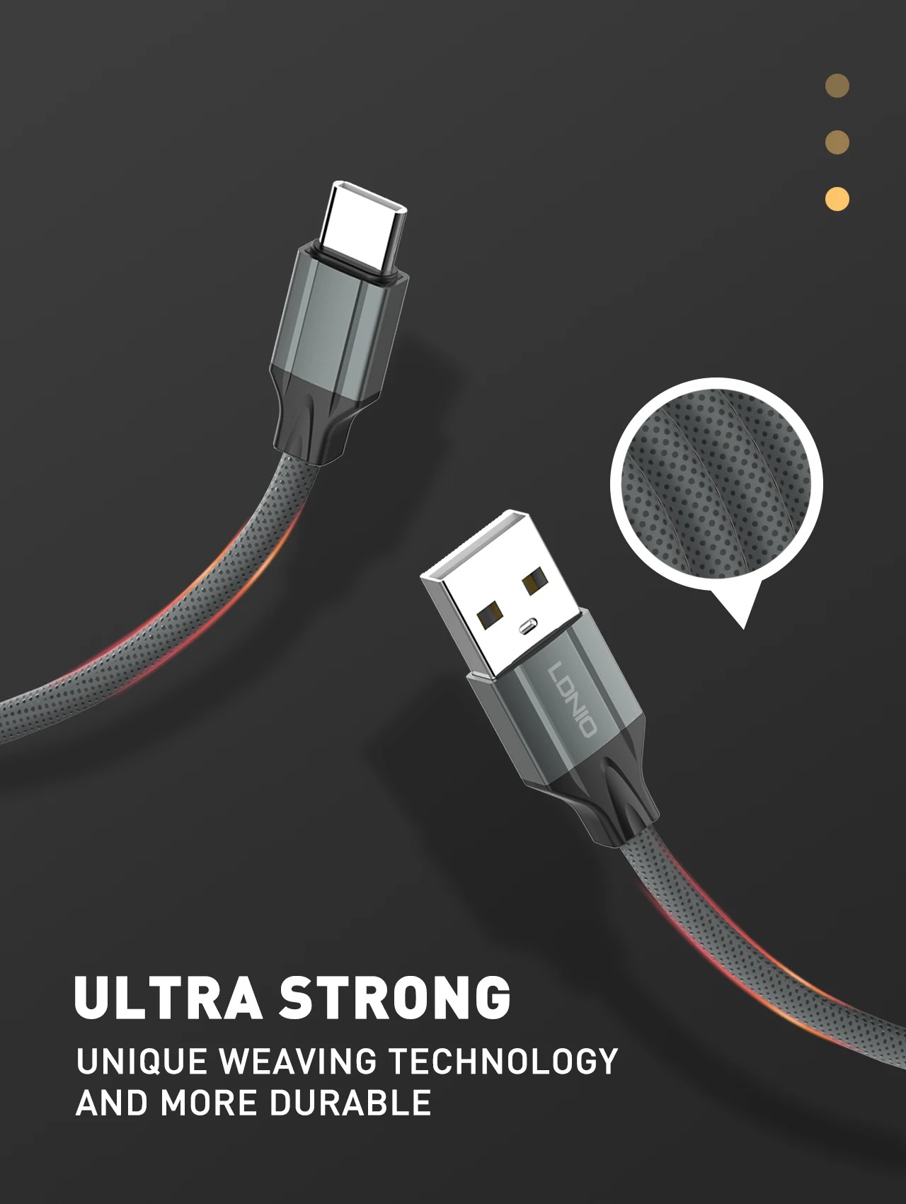 LDNIO LS441 1m Micro Phone Type C Usb Data Cable Data Sync Fast Charger Charging Cable for Mobile Phone