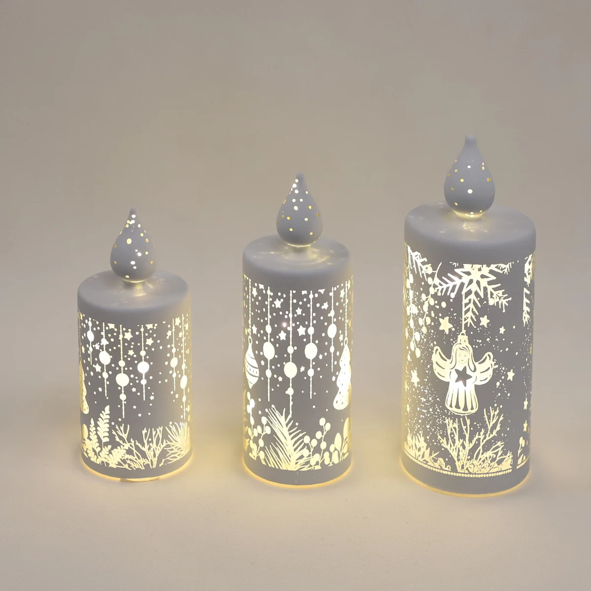 Christmas Home Decoration Waterproof Battery Candles Flameless Warm White  Led Light Pillar Candles With Moving Flame