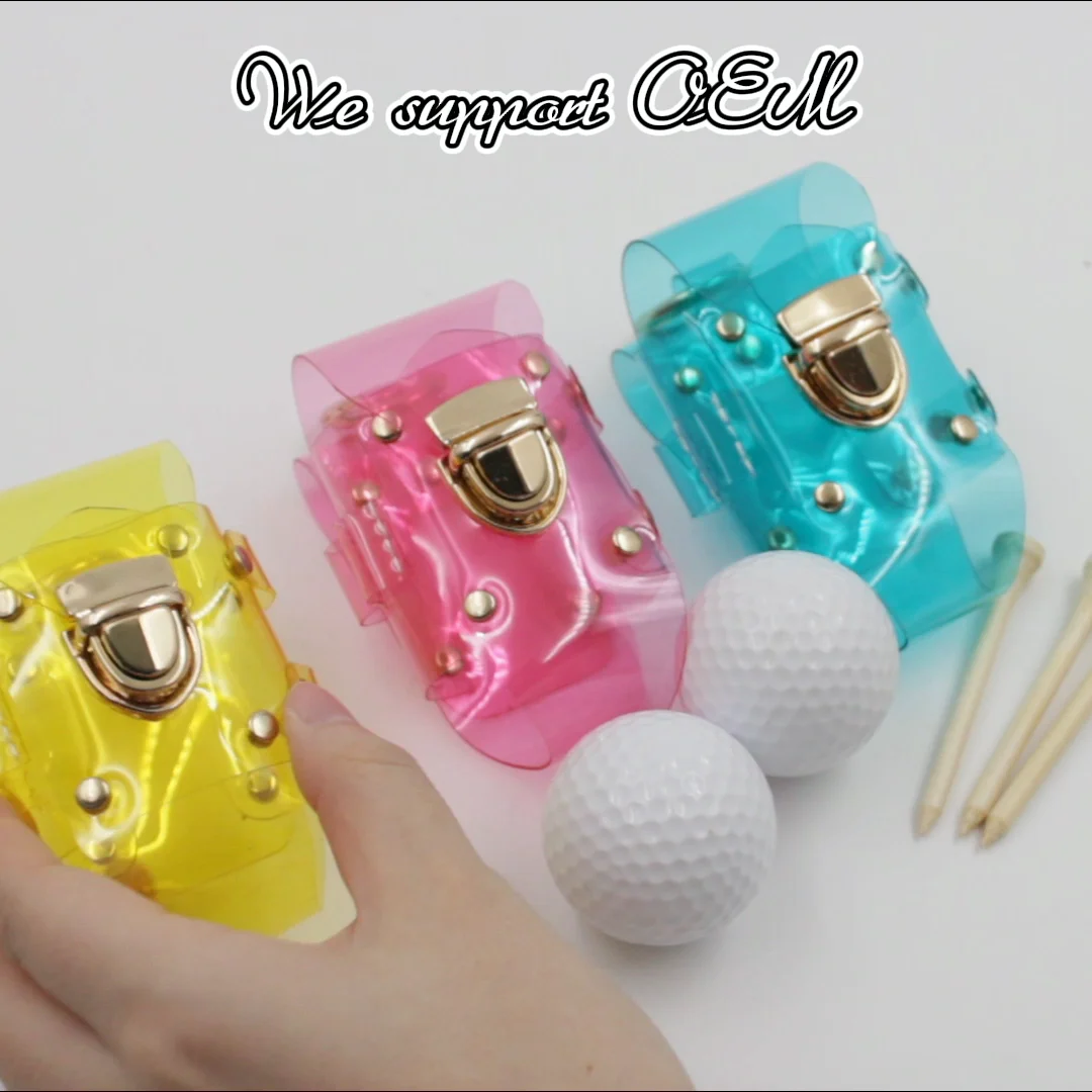 Hot Sale Pvc Golf Ball Holder Case Candy Color Golf Tee Pouch Bag