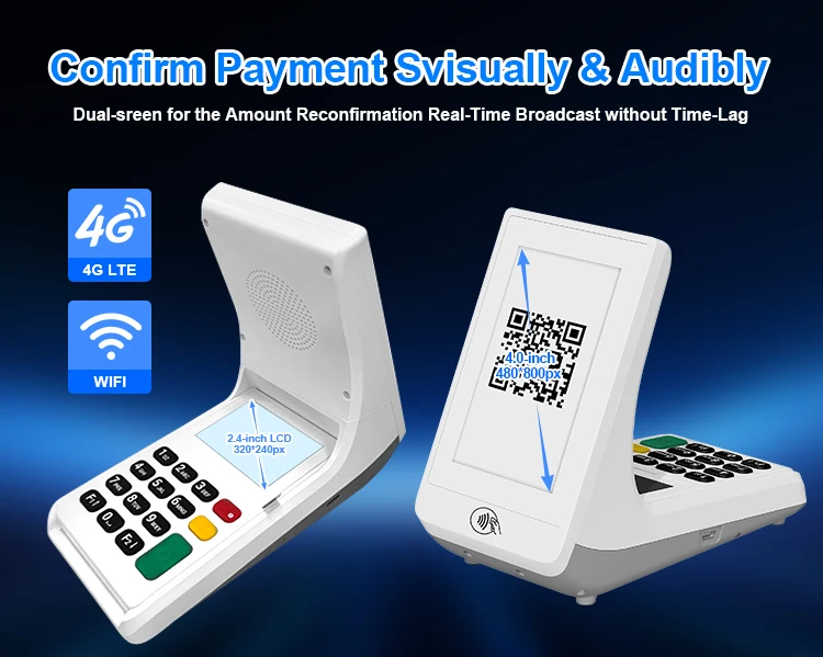 Linux OS NFC QR Payment Terminal with 3W Speaker & 4G Wi-fi