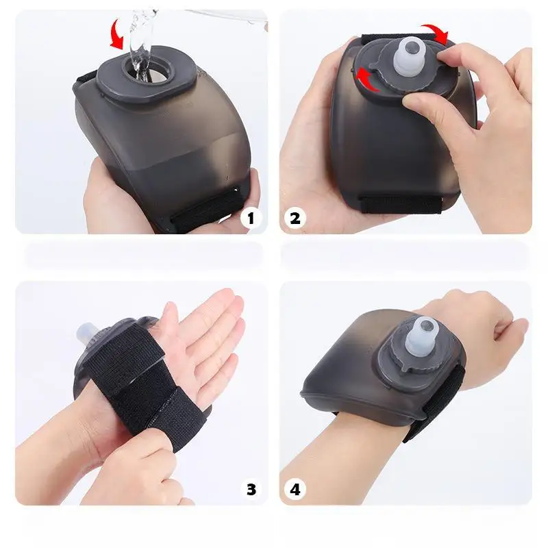 Portable Outdoor Sports Water Bottle Made of Silicone PP Material, Travel Wristband, Bicycle Running, Gym Exercise