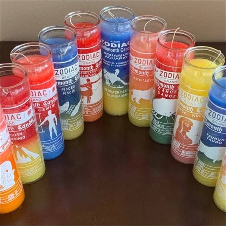 Wholesale  That Provide Energy and Anointing in 7 Day Glass Bottles Blessed Colored Religious Candles