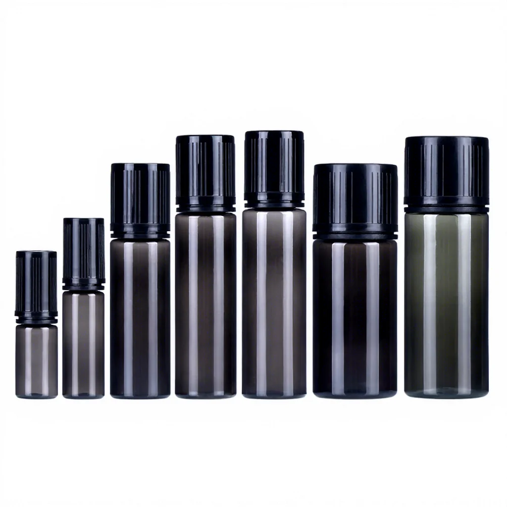 Aanvoer 10ml 15ml 30ml 50ml 60ml 100ml 120ml PET Olie Sap Vloeistof Kinderbestand Deksel Lang Dun Punt Knyp Plastiek Druppelaar Fles