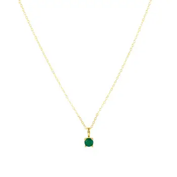 fashion 925 sterling silver necklace jewelry simple round green zircon emerald gold plated necklaces for women