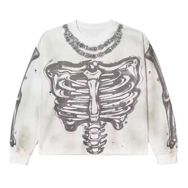Custom Vintage Washed Distressed Cut off Longsleeve Thermal Waffle Men T-shirt gallery 4