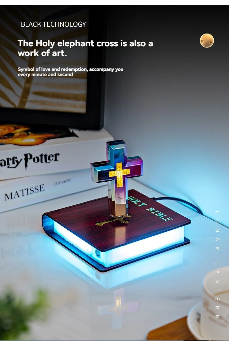 Personalized Gifts Decoration for Home Levitating Magnetic Floating Cross Table Lamp