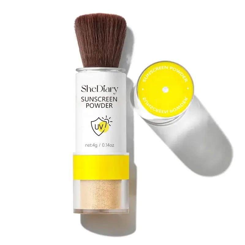 Shediary polvo de ajuste personalizado vegano impermeable teñido negro chica bloqueador solar cara mineral SPF 50 protector solar en polvo