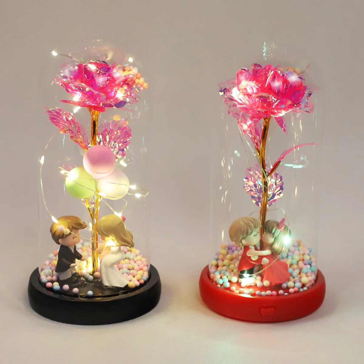 Mini Luxury Tabletop Living Room Glowing Decoration Valentine's Day Gift For Lover Led Lighted Up Artificial Flower For Wedding details