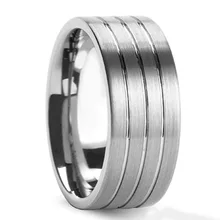 8mm Silver Tungsten Steel Ring with 3 Slot Trendy Item for Marriage and Engagement