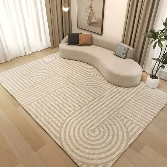 Custom Logo 3D Printed Factory Cheap Polyester Rugs Nordic Style Karpet High Quality Tapetes Para Sala Modern Line Alfombra