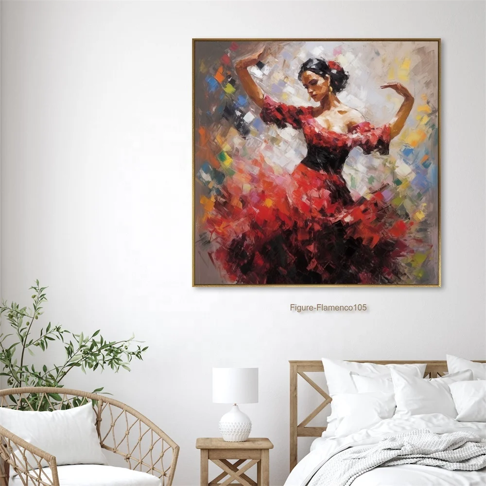 Hand-painted Spanish Flamenco Woman Oil Painting, 100x100cm, Oem