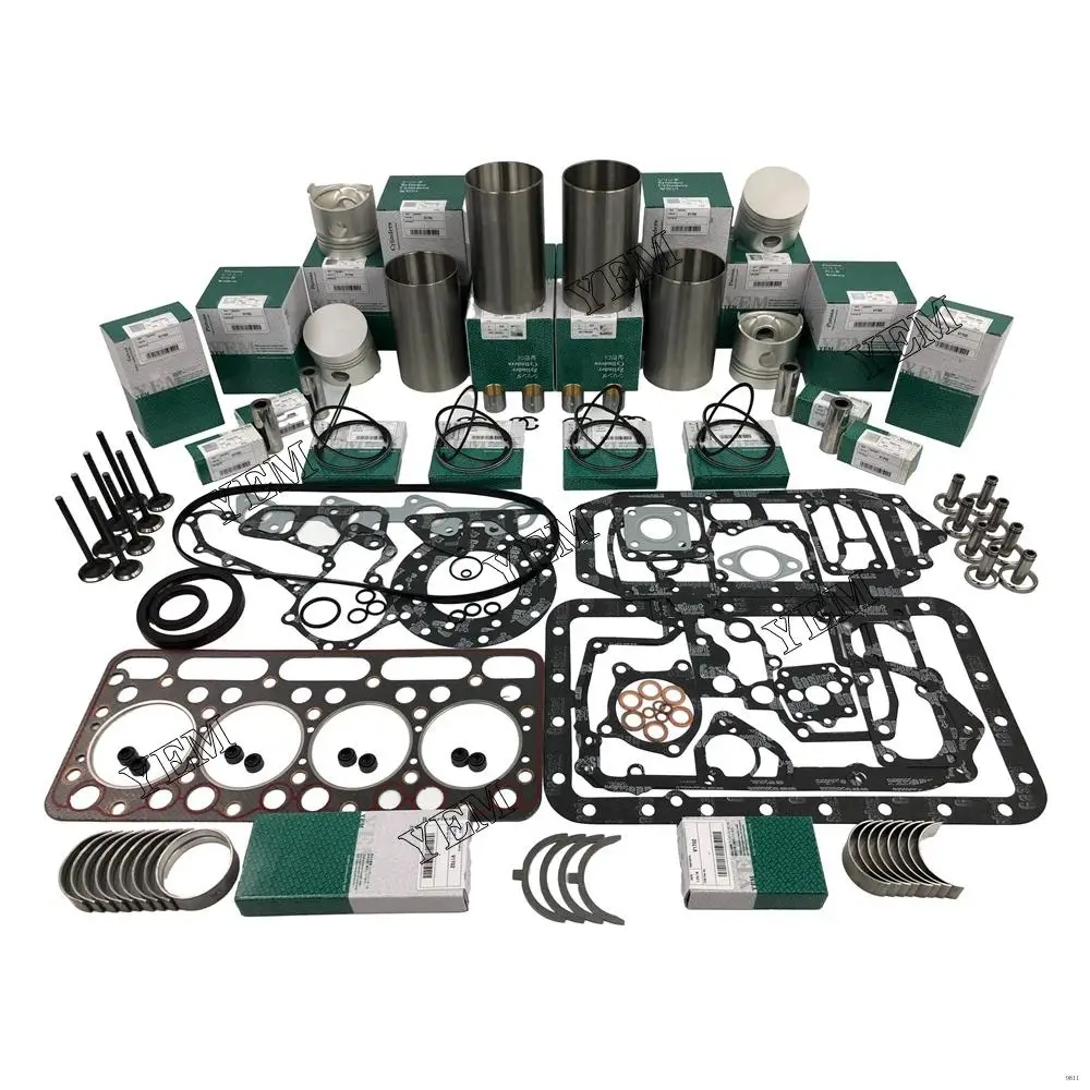 Overhaul Repair Kit With Cylinder Gasket Set Piston Rings Liner Bearing Valves Fit for Kubota V1702