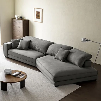 Budapest Italian Shaped Minimalist Sofa living room sofa  set   Frosted Fabric for furniture sofa